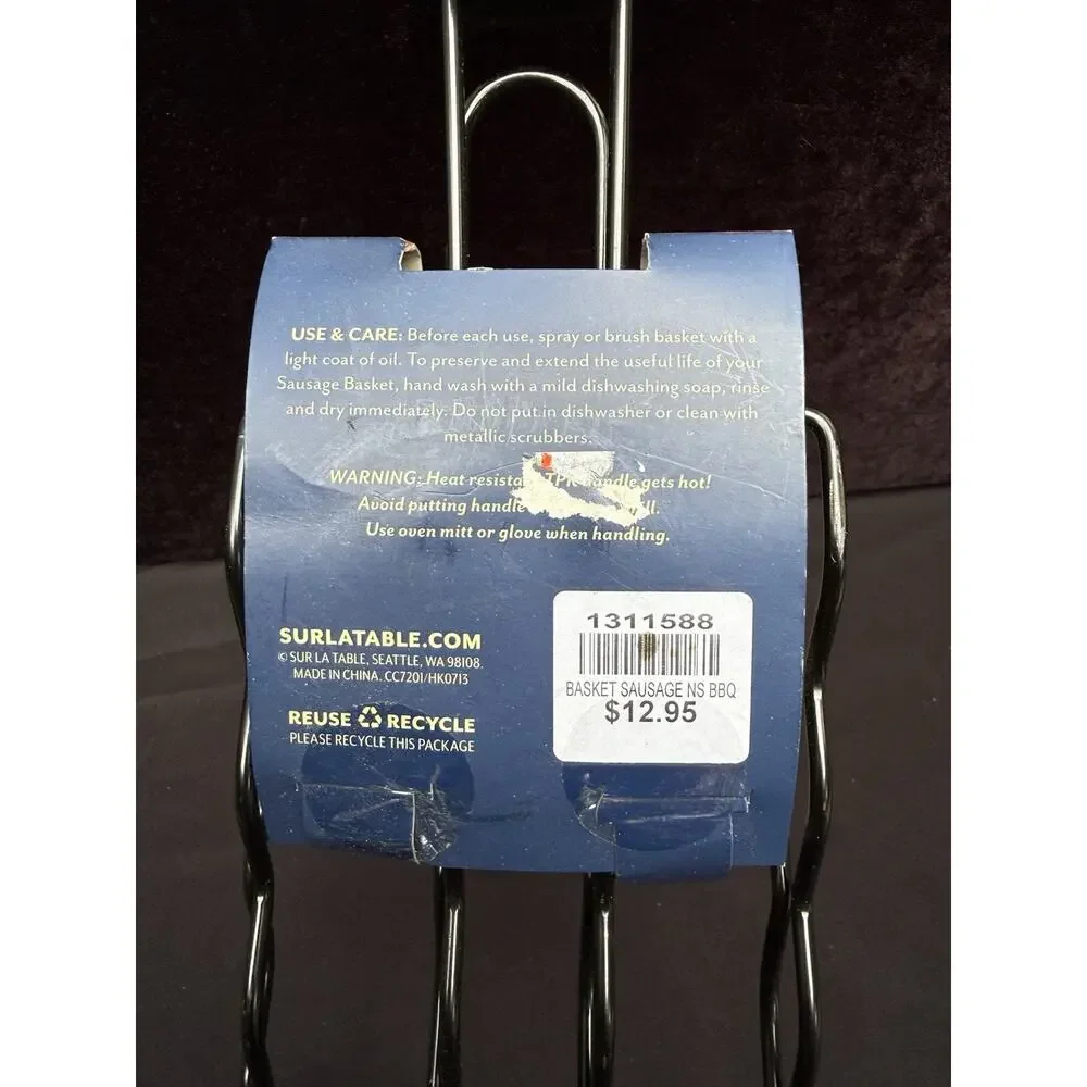 Sur la table Sausage Grilling Basket Black Non-Stick Adjustable Height Brand New